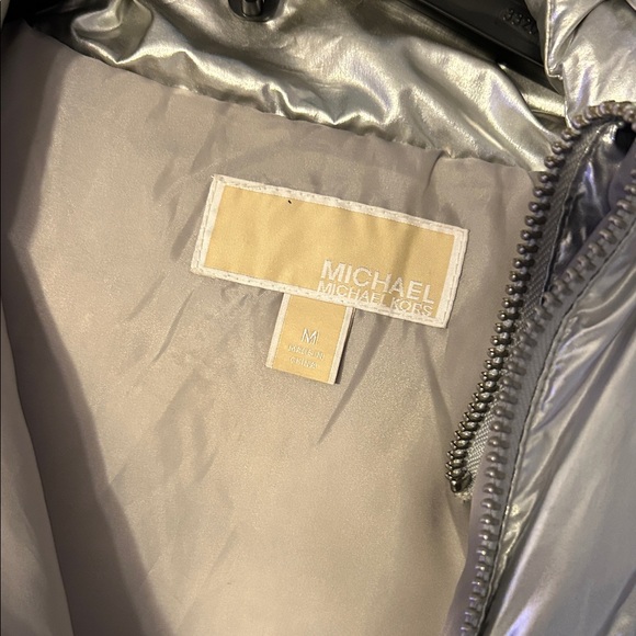 Michael Kors Short Puffer Jacket in Metallic Silver - Picture 9 of 15